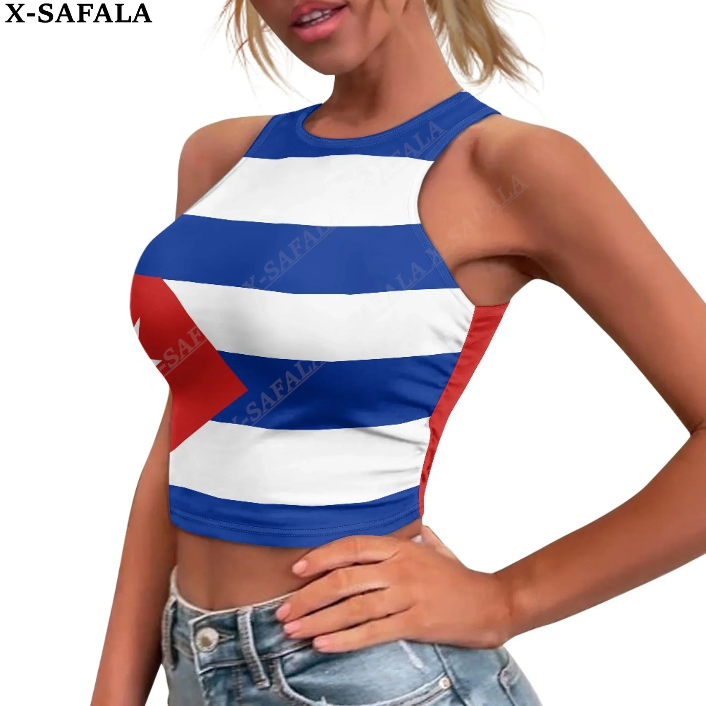 Dancer's Collection - Cuban Flag Women's Sleeveless Crop Top